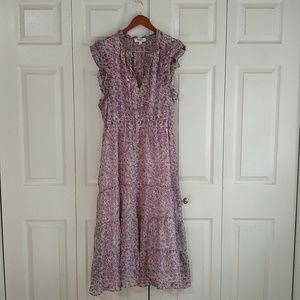 BB Dakota Steve Madden ditzy floral tiered lined ruffle sleeve dress tie front